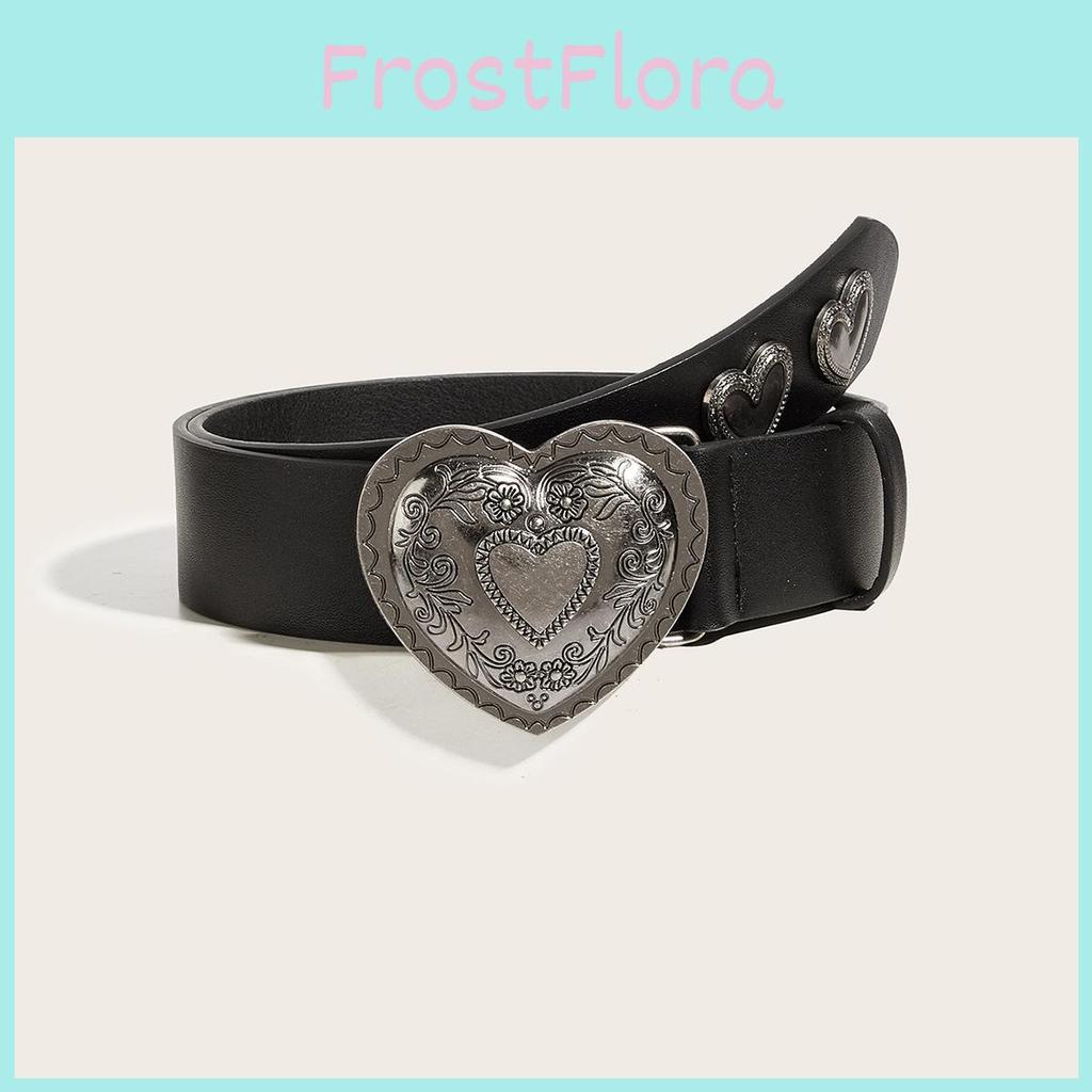 Leather Belt With Heart Buckle For Casual Youth Fashion