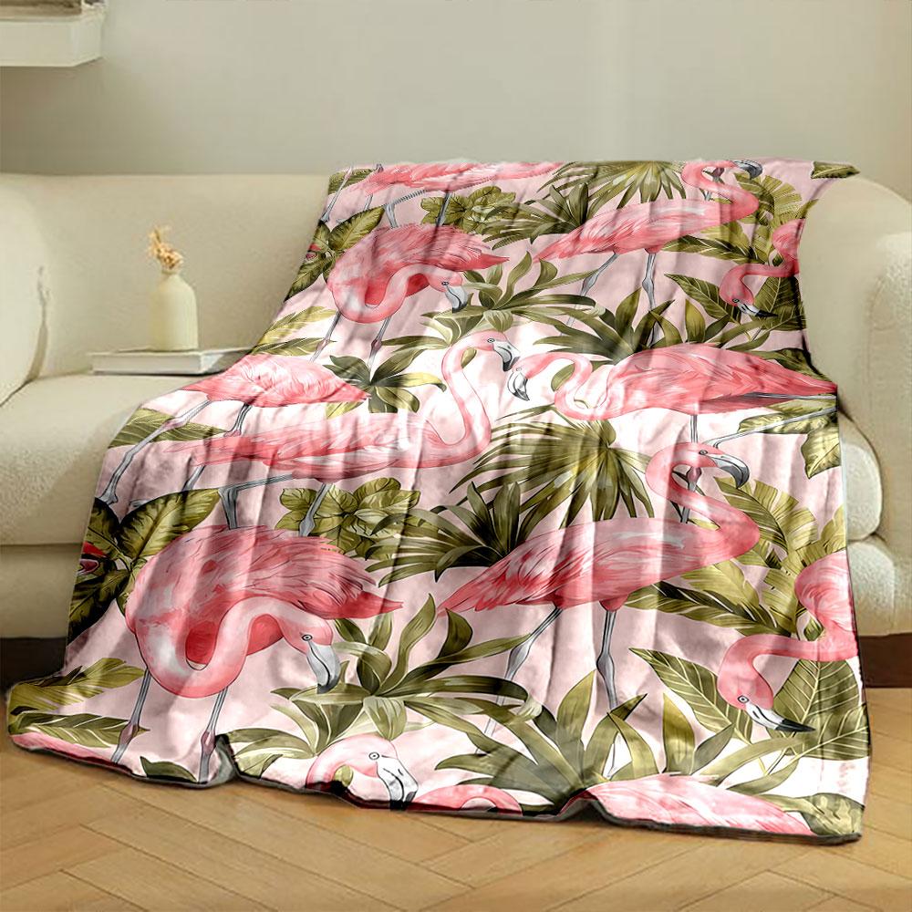 Pink Flamingo Tropical Leaves Blanket bedroom Blanket for Livingroom Couch lunch break Soft throw for Friend's festival Gift