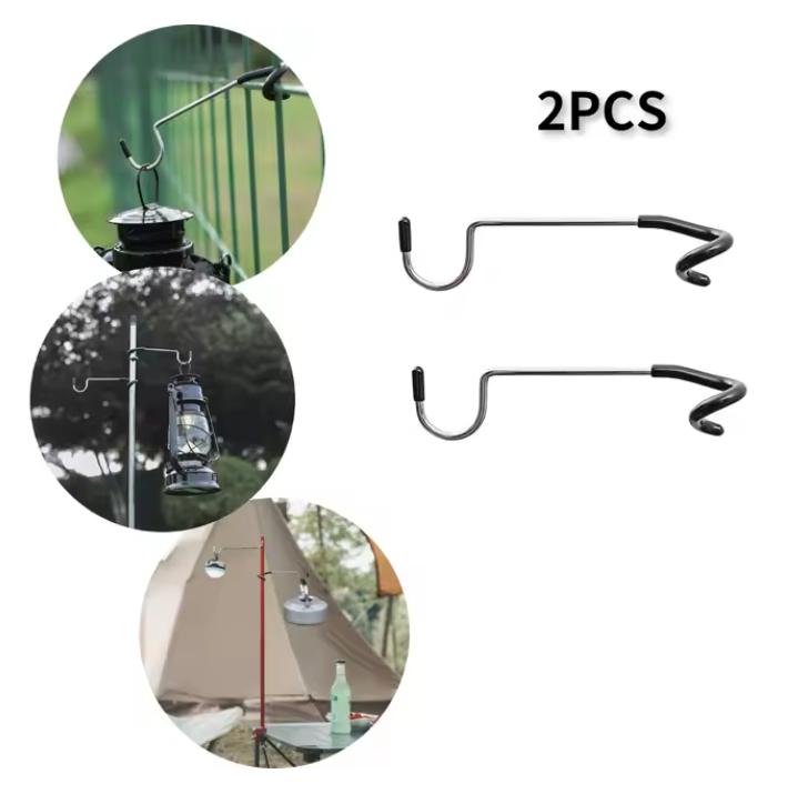 Stainless Steel Light Stand Holder Hooks Portable Tent Pole Lamp Hanger Hunting Fishing Lantern Hanger Camping Outdoor Supplies