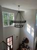 Farmhouse Industrial Rustic Black Wheel Chandelier for Dining Room, Bedroom, Foyer, or Living Room.