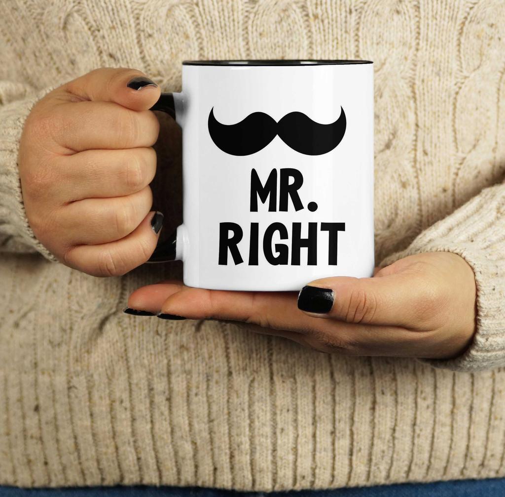 Inkdotpot Mr.Right Funny Novelty 11 Oz Coffee Mugs Great For Groom Engagement Gift Ceramic
