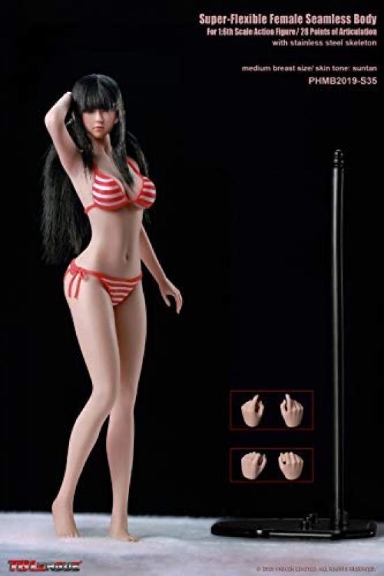 Scale Action Figure TBLeague Beautiful Girl with Suntan Head and Super Flexible Seamless Bikini Full Set [TOYBARJAPAN] 1/6 PHMB2019-S35 Skin, Body,