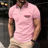 Men's summer casual T-shirts, checked polo shirts, zipped-pocket polo shirts, men's sports polo shirts