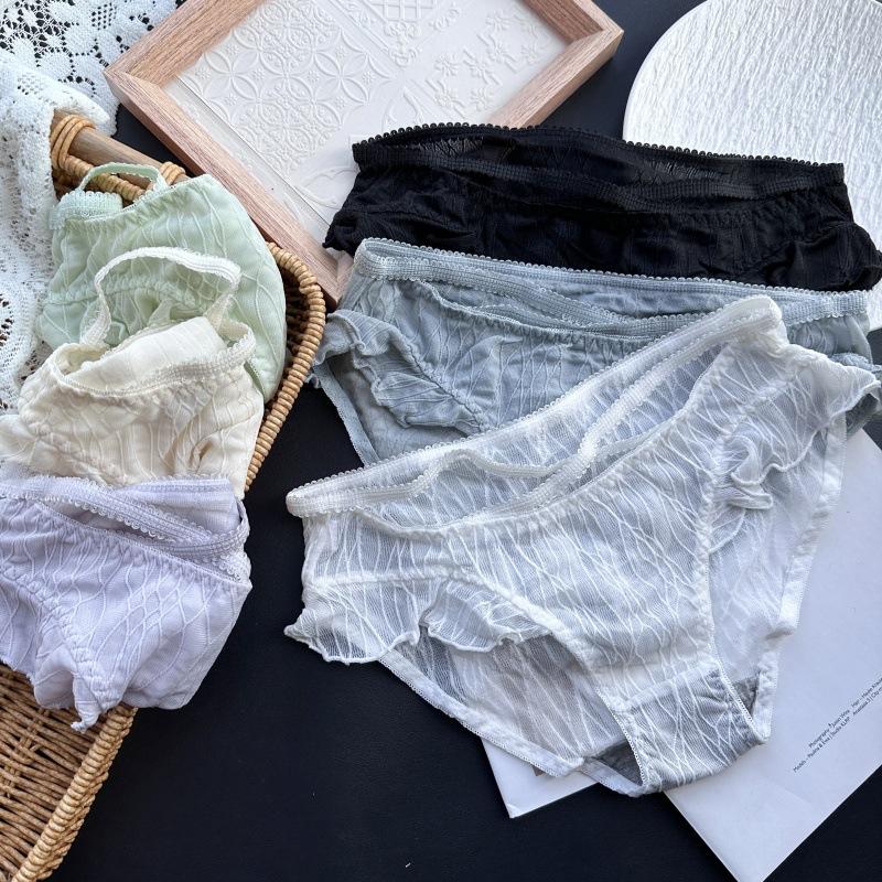 Damen Frühling und Sommer Reizvolle Eis-Seide Spitze Mesh Baumwolle Sexy Hüftunterwäsche