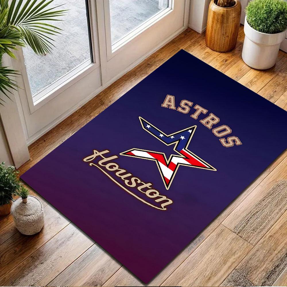 "Astros Houston Star American Flag Theme" Patterned carpet, non slip mat suitable for living room and bedroom sofas