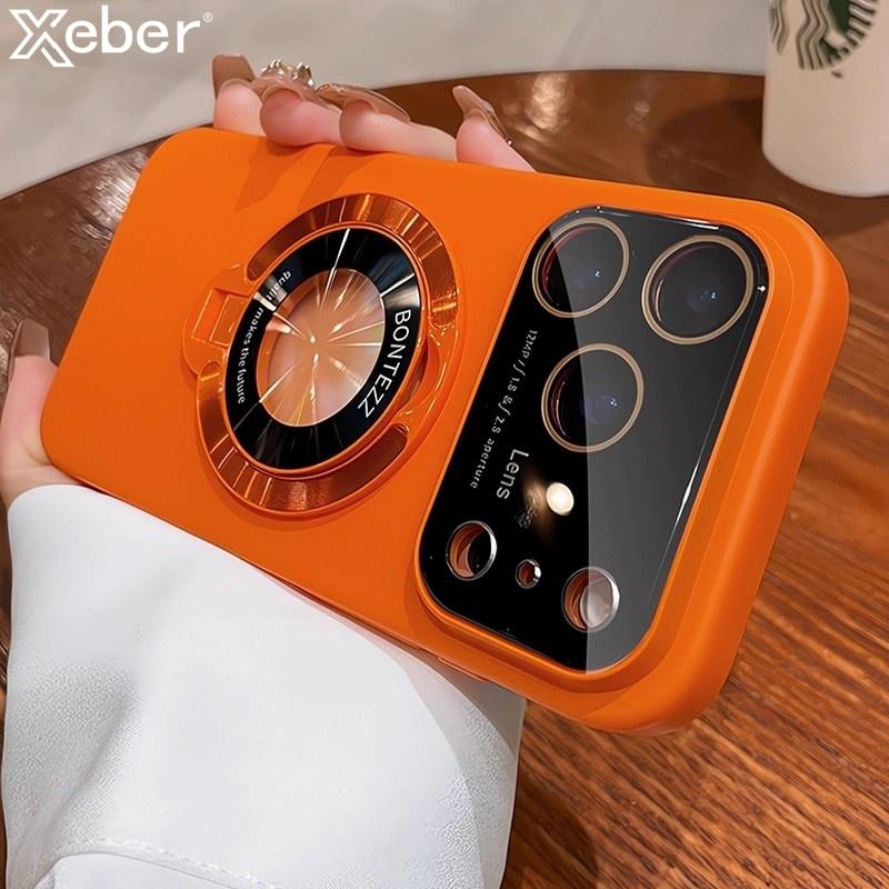 Full Glass Camera Protection Magnetic Stand Holder Case for iPhone 17 Air 16 Pro Max 11 12 13 14 15 Plus Matte Bumper PC Cover