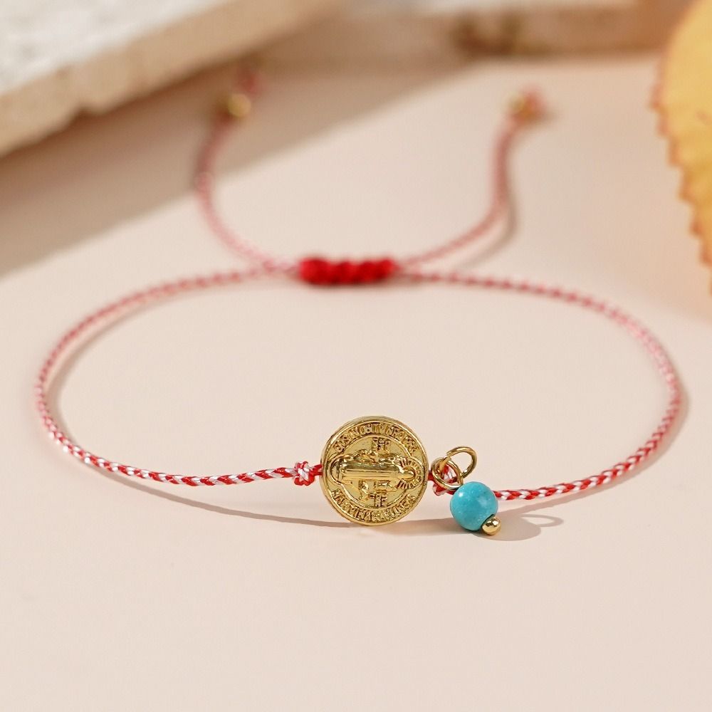 

Повседневный Мальтийский браслет Индивидуальность Красно-белый хлопковый веревочный браслет 3