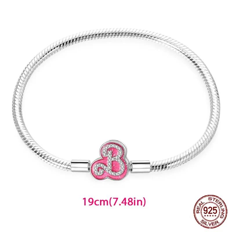 New Copper Teenage Girl Pink 26 Letters Charms Beads For 3Mm Original Bracelets Diy Jewelry Birthday Gifts