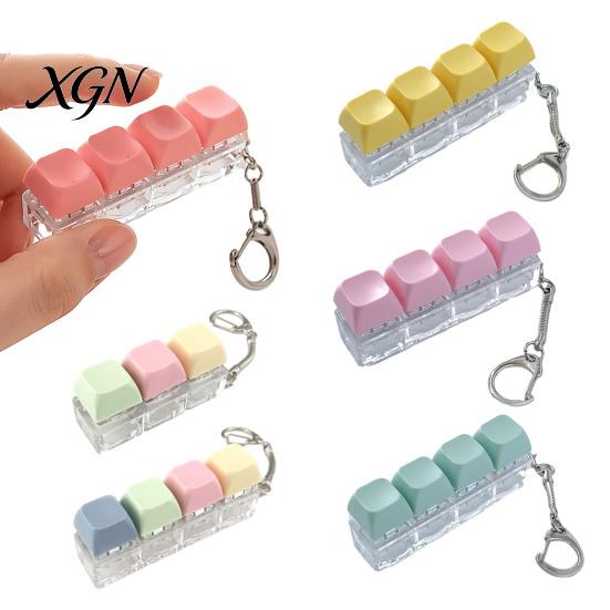 Sensory Fidget Gadget 3/4-Keys Keyboard Toy, Stress Relief Push Button Finger Students Focus Aid Clicker Keychain, Pocket Size Mechanical