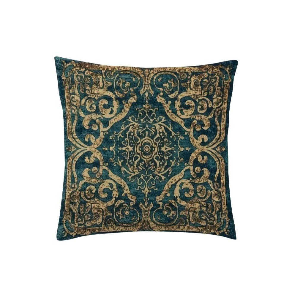 pc Vintage Baroque Pillow Cover D DoubleSided Polyester Cushion Case Teal Gold Ornate Decor Gift for Antique Classic L
