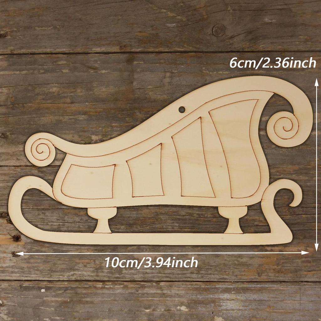 10pcs unfinished wooden Christmas ornaments suitable for holiday home decor and creative projects for boys and girls