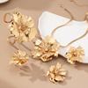 5-Piece Fashion Premium Accessories Flower Inlaid Necklace Bracelet Ladies Jewelry Set
