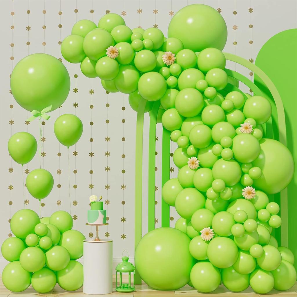 148Pcs Green Balloons Different Sizes Light Green Balloon  Baby Shower Birthday Balloons Jungle Dinosaur Theme Party Decorations
