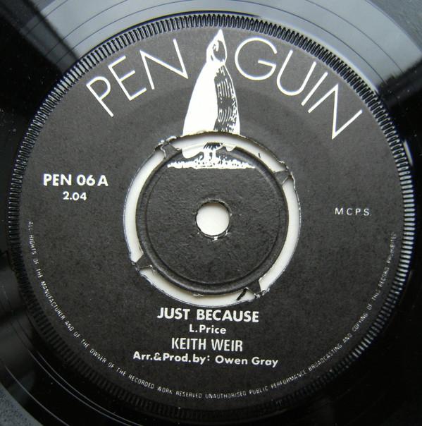 

7inch Record KEITH WEIR Just Because PEN06 Penguin 1975 UK Reggae Ska Dub Used