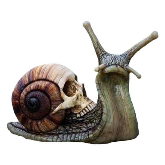 Lebková šnečí zahradní socha Halloweenská lebková šnečí socha Pryskyřičná gotická šnečí kostra Dekorace pro terasu trávník Domov Kancelářský stůl Dekor