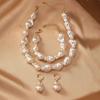 Women Faux Pearl Necklace Earring Bracelet Vintage French Wedding Party Bride Large Fake Baroque Pearl Statement Necklace Jewelry