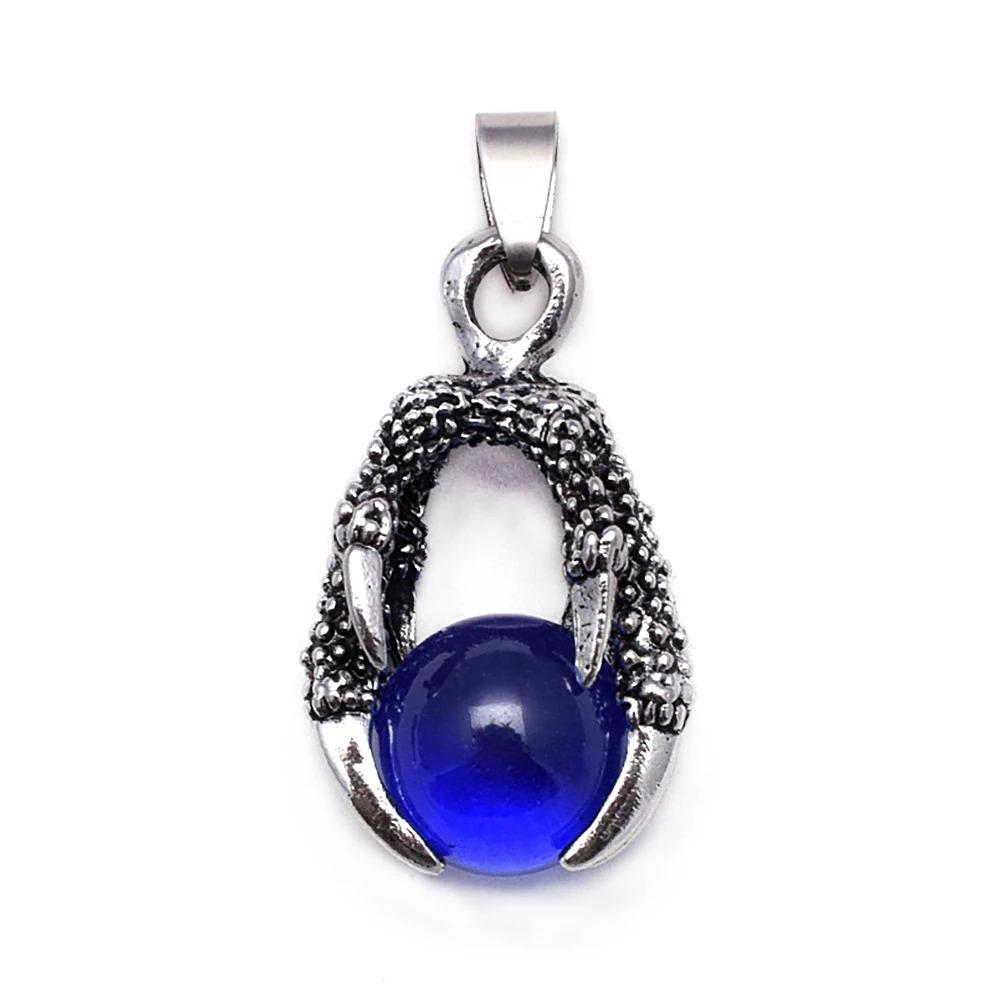 European and American Titanium Steel Dragon Claw Bead Pendant Stainless Steel Jewelry Inlaid Stone Pendant Personalized Men's Necklace