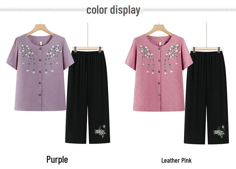 Mom's 2026 Summer Cotton Linen Suit: Chic Two-Piece Cardigan Set for Stylish Middle-Aged & Elderly Women