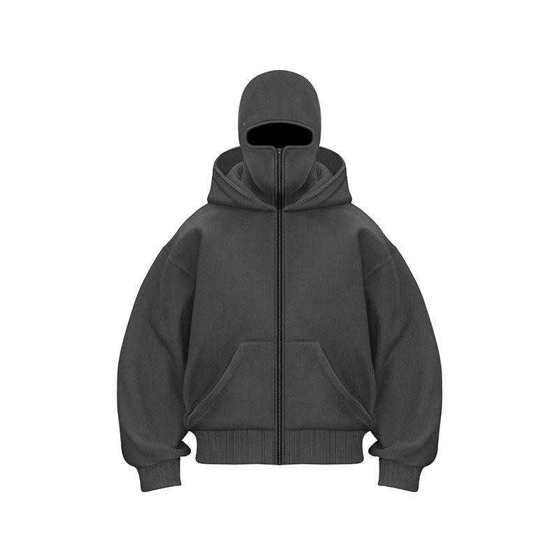 Trendy DIY Plain Zipper Hooded Sweatshirt for Men & Women - Double Hood, Perfect for Spring and Autumn