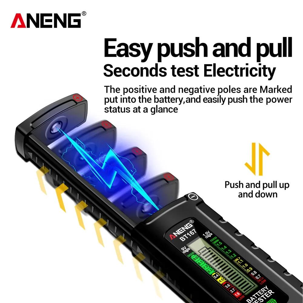 Digital Battery Level Tester Detector ANENG BT167 Battery Indicator Battery Capacity Monitor AA/AAA/21700/18650 Button Cell Tools with Digital Display