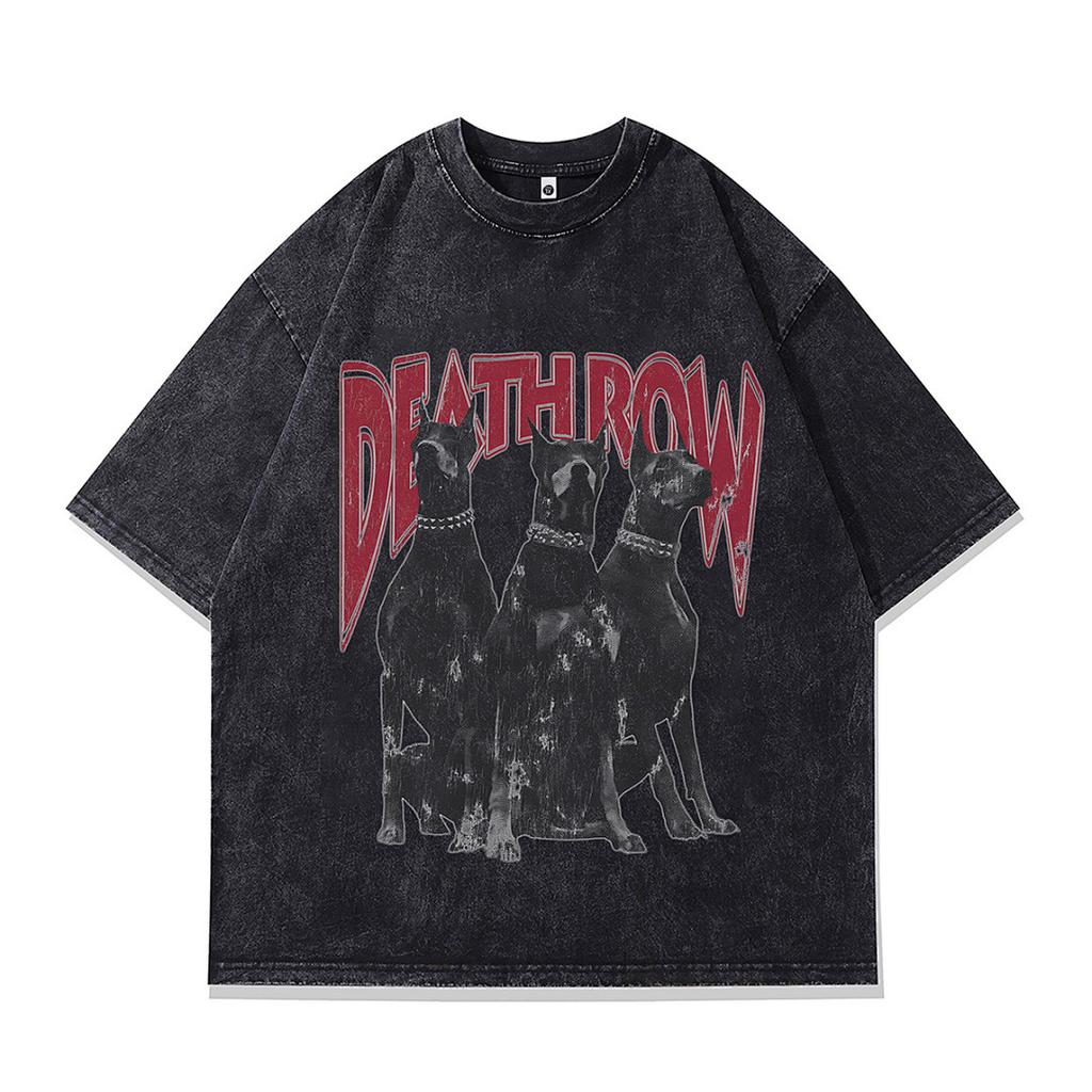 Heavy Weight Cotton Short-Sleeved T-Shirt High-Quality Digital Direct Injection Printing Half-Sleeved Washed Vintage T-Shirt