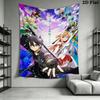 Sword Art Online Wall Tapestry Aesthetic Wall Hanging Printed Fabric Blanket Decorative Tapestries for Bedroom Living Room Home Decor