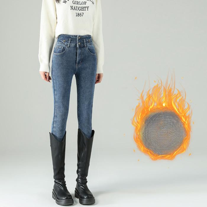 Jeans for Women In Autumn and Winter Elastic Pencil Pants for Women In Autumn and Winter Plus Velvet Jeans for Women In Autumn and Winter