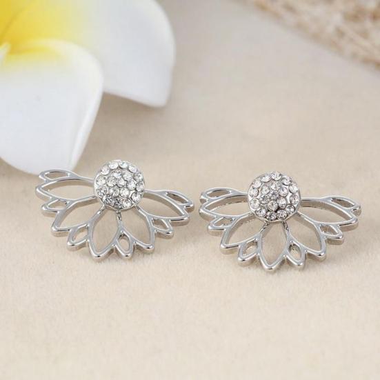 Women Fashion Shiny Rhinestone Hollow Out Ear Jacket Stud Earrings Jewelry Gift