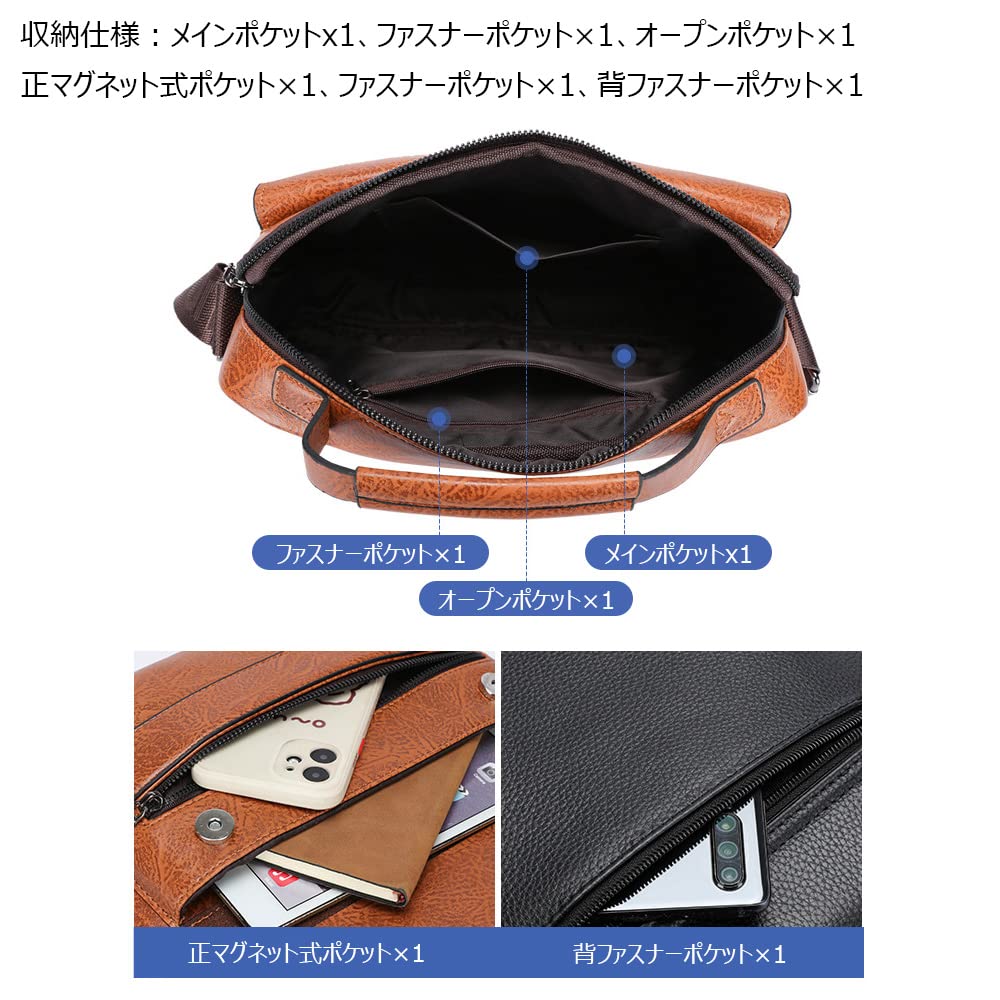 Whatna Kožená taška přes rameno, do ruky, crossbody, hrudní taška s klíčem, vhodná pro iPad, horizontální, ideální jako taška přes rameno nebo na kolo, pánská taška, 3-cestná, kabelka,