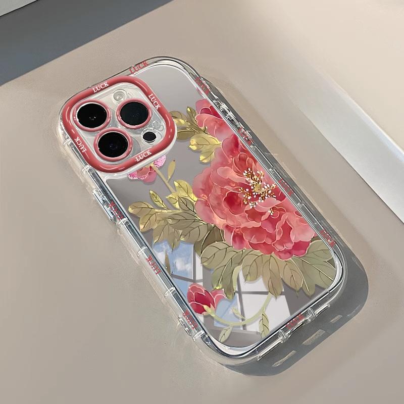Pink Roses Are Suitable for IPhone16 Mirror Phone Cases, Apple 15promax, Fresh and Clean 14 Flowers, 13