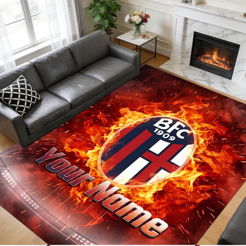 Crystal Velvet Rug Custom Name Text, Soft Non Slip Floor Mat Home DecorBologna FC