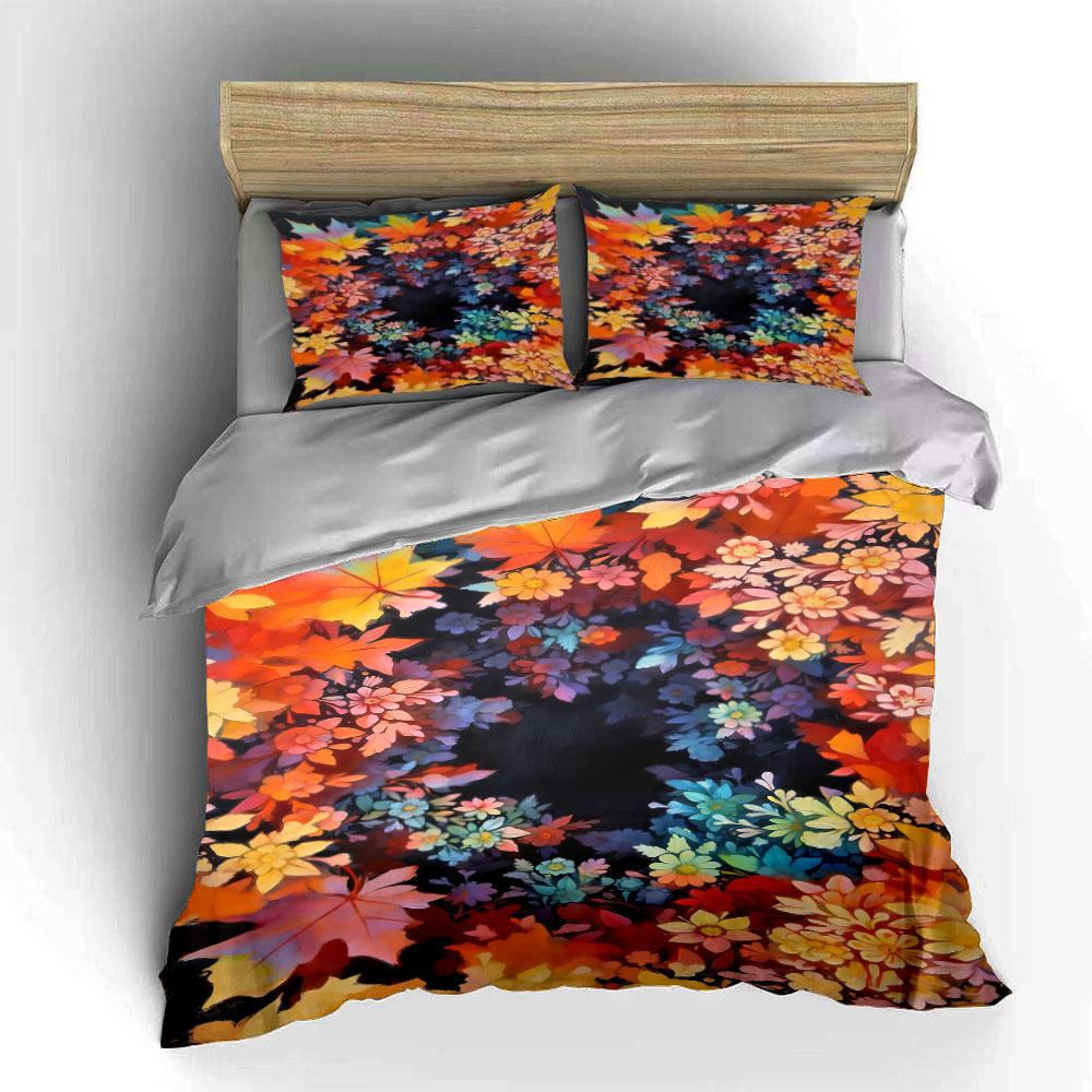 Colorful Leaves and Flowers. Bedding Sets Duvet Cover Sets Duvet Covers Pillowcases(1 * Duvet Cover 2 * Pillowcases Without Duvet Insert)