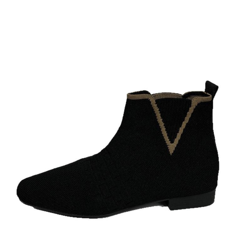 Large-sized Square-toed Short Sock Boots and Breathable Sleeve Short Shoes