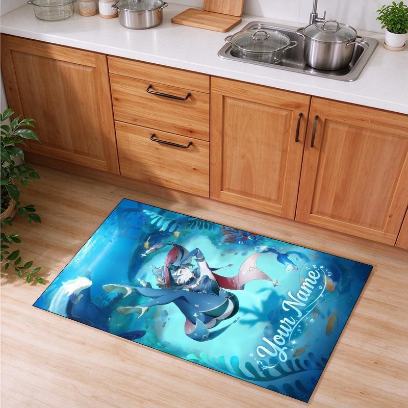 Genshin Customizable name kitchen floor mat easy to clean and wipe down Suitable for kitchens living rooms and entryways—a perfec