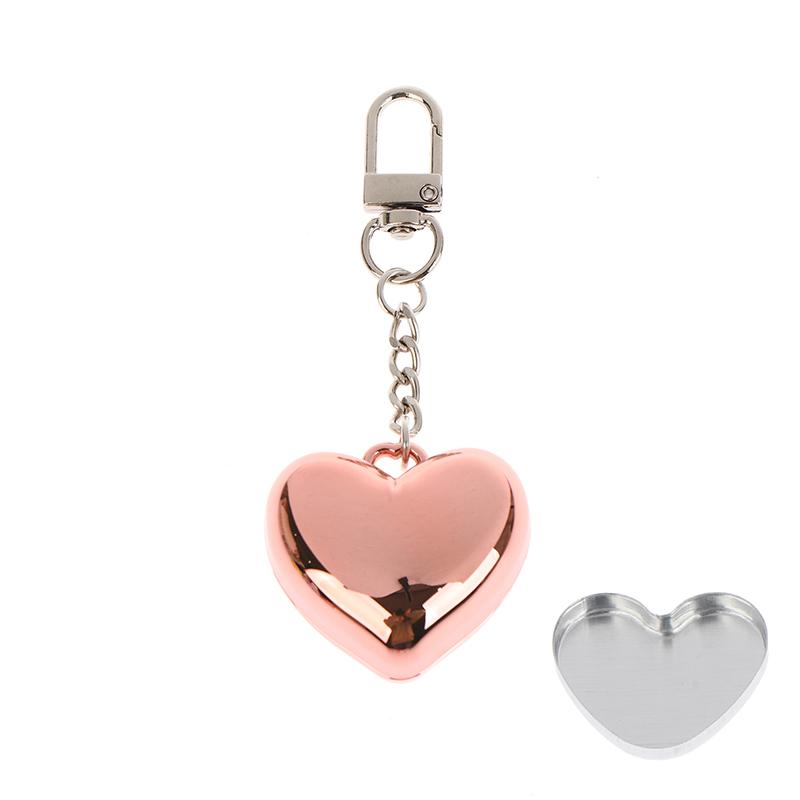 1Pcs Heart Shape Mini Empty Blush Powder Box Eye Shadow Container With Mirror And Aluminum Pan Key Chain Lipstick Case Packaging