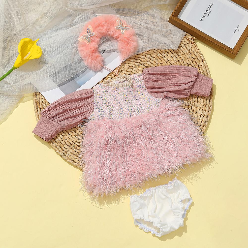 Wiedergeborene Puppenkleidung für 55cm Puppe Plüschkleid und Hosen-Set Kleidung Zubehör Für 21,65 Zoll Baby Puppe Spielzeug Kleidung Zubehör