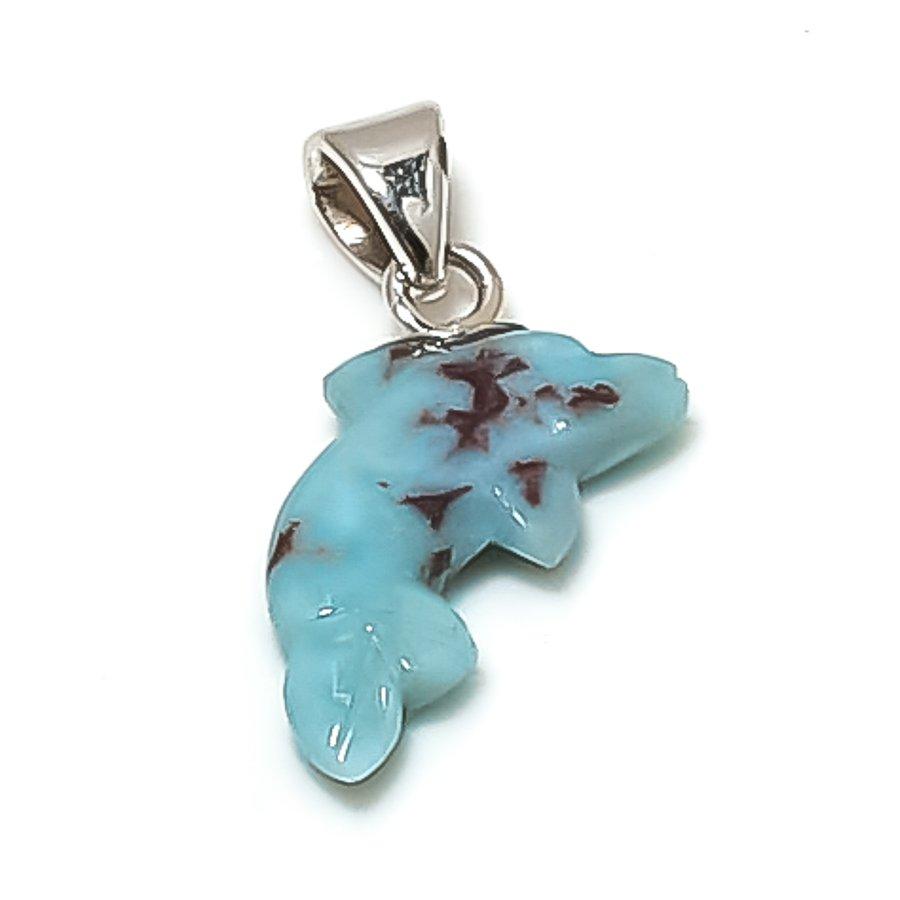 

Natural Larimar Gemstone Handmade 925 Sterling Silver Jewelry Pendant 0.75 g8d76