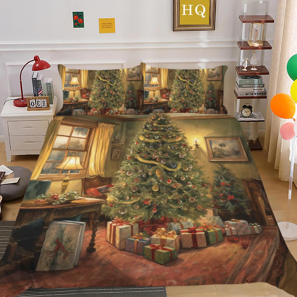 

Постельное белье с 3D рождественским принтом, полноразмерное одеяло из полиэстера, набор детских высококлассных дизайнерских покрывал EU Single 135x200cm