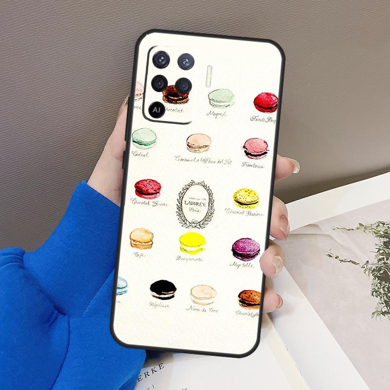 Macarons Cake Dessert Case For Oppo A77 A57 A17 A60 A80 A40 A74 A54 A94 A78 A98 A18 A38 A58 A96 A76 A16 A15 A5 Pro