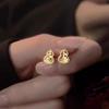 Dragon Scale Gourd Crushed Ice Earrings: Dazzling Fu Lu Studs for Women, Versatile High-End Jewelry Accessories.