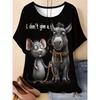 Modisches Damen Rundhals Kurzarm 3D Tier Farbdruck Tier Kurzarm Rundhals T-Shirt