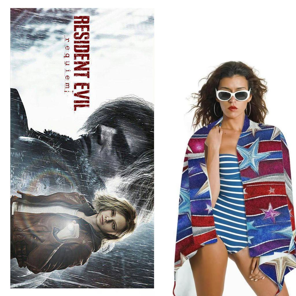 1PC R-Resident Evil Leon Kennedy Beach Towel Microfiber Quick Dry Soft Skin Friendly Gym Sports Towel Trendy Beach Accessories