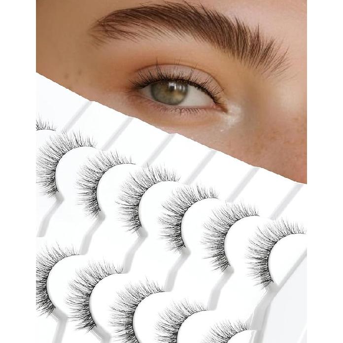 Frihappy Natural Fake Lashes Wispy False Eyelashes Natural Look C Curl HP-65 3D Air-Starr