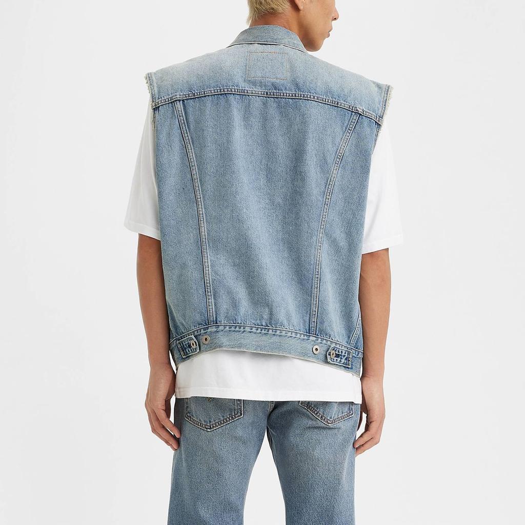 Levis SS23 Einfarbige einreihige Jeansweste Herren Westen Blau A5789-0000
