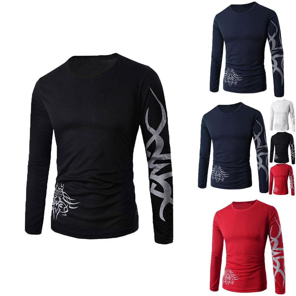 Premium Quality Fashion Men's Slim Fit O-neck Long Sleeve Muscle Tee T-shirt For Casual Wear
