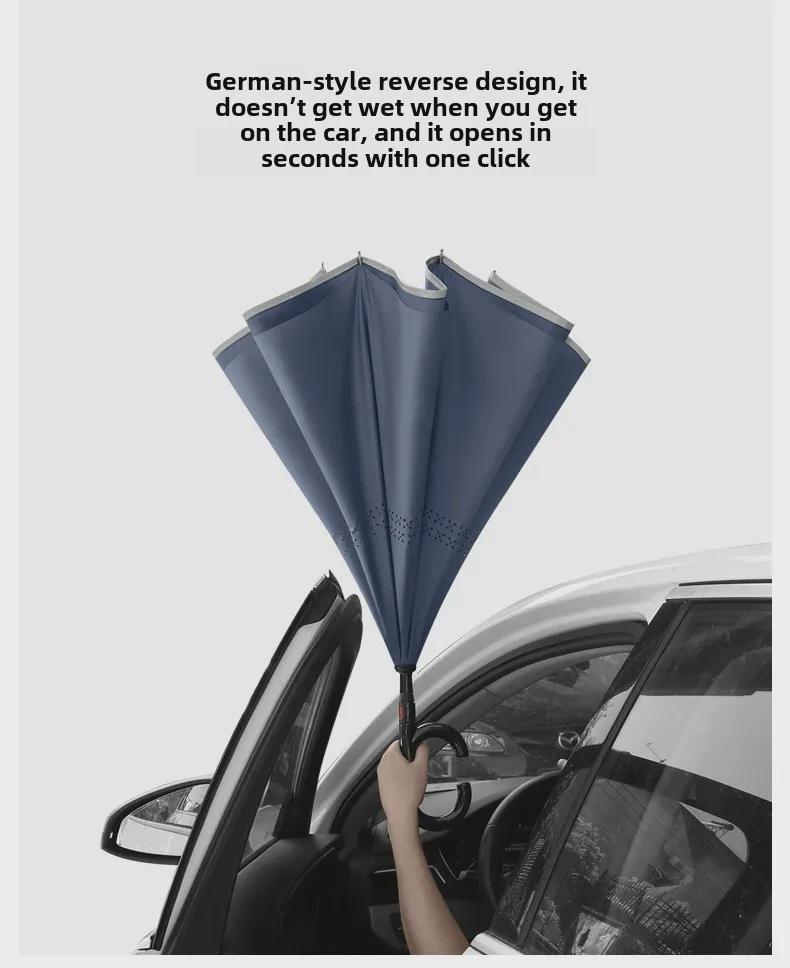 C-type Double-Layer Automatic Reverse Umbrella: Sunshade & Rain Protection, Large for Sunny/Rainy Days