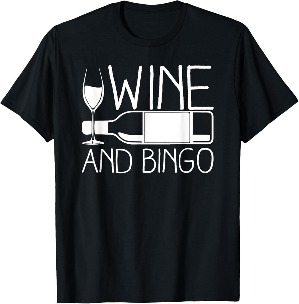 Wine And Bingo T-Shirt Lucky Player Humor Bingo Gift Tee