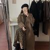 Women's Long, Thick Coat with Horn Buttons – Japanese-style Outerwear for Autumn and Winter