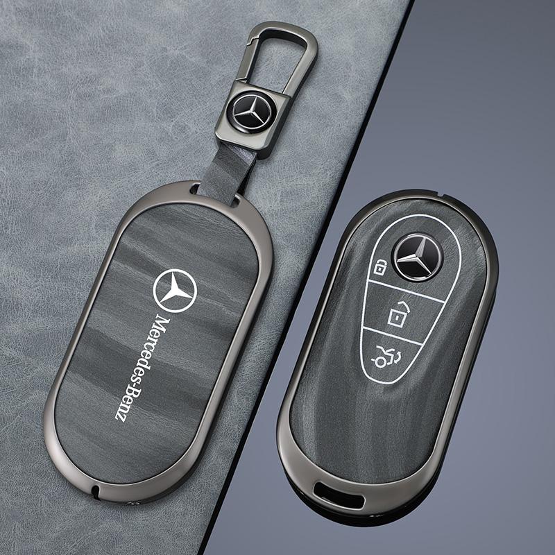 CSB1 Metal Leather Car Remote Key Case Cover Protector Shell For Mercedes Benz 2022 C S Class W206 W223 S350 C260 C300 S400 S450 S500