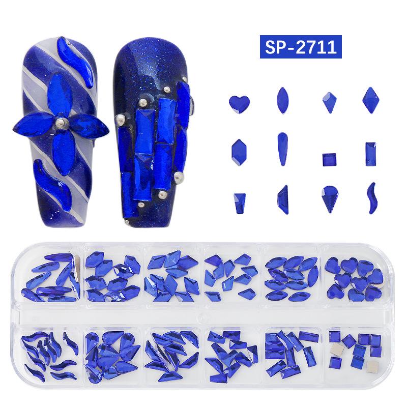 12-Grid Irregular Transparent AB Glass Diamonds for Nail Art